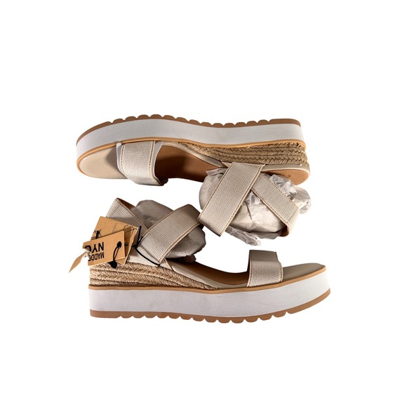 Steve Madden NYC Talla Wedge Strappy Natural Sandals New w/Tags in Box Size 9 - Picture 6 of 12